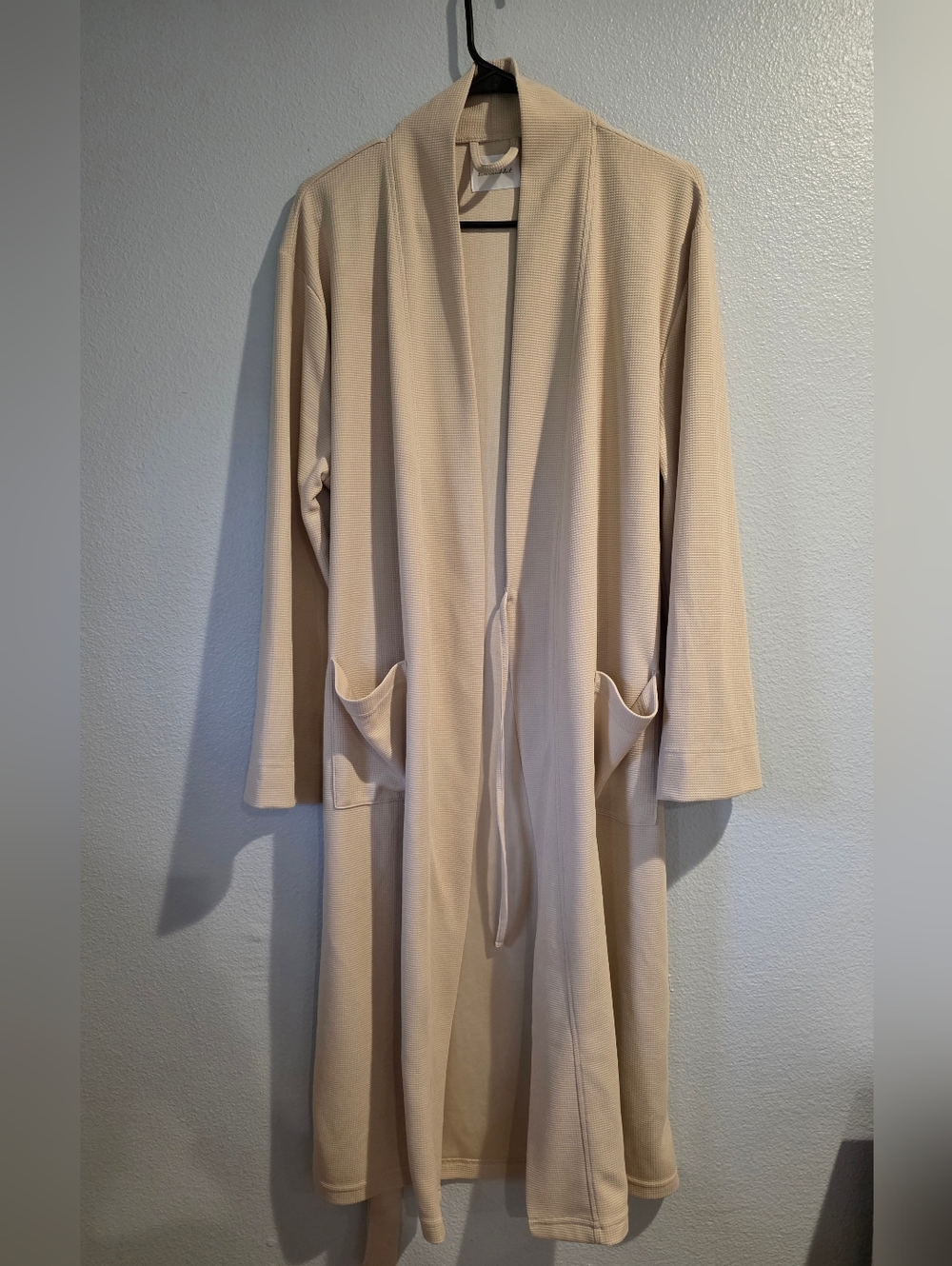 Line & Dot Beige Waffle-Knit Belted Bath Robe With Pockets Nude S/M